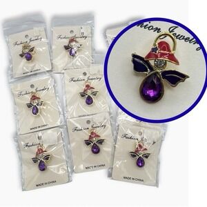 Guardian Angel Lapel Pin Red Hat Society Faceted Faux Gems Lot 9